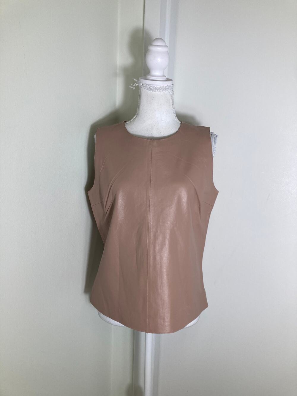 Just Female Moshi Leather Blush Pink Top Sz M